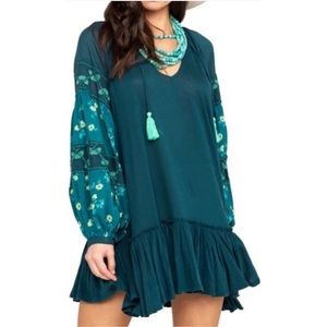 Free People Womens Mix It Up Tunic Dress in Jade combo Multicolor (new!)